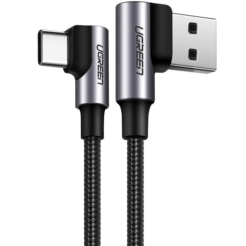 Καλώδιο δεδομένων και φόρτισης USB-A - USB-C UGREEN US176 Angled, 60W, 1m, Γκρι