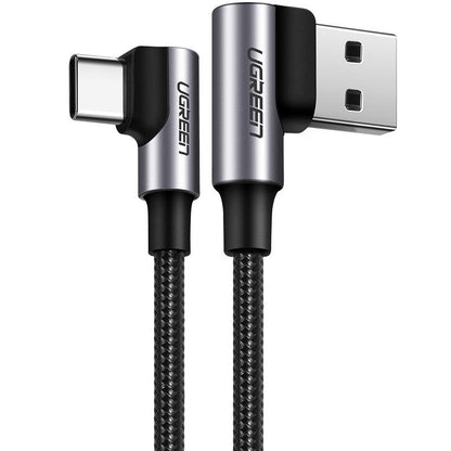Καλώδιο δεδομένων και φόρτισης USB-A - USB-C UGREEN US176 Angled, 60W, 1m, Γκρι