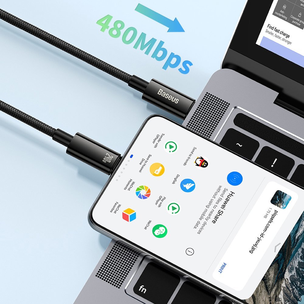 USB-C Data and Charging Cable - USB-C Baseus Tungsten Gold, 240W, 2m, Black CAWJ04010101 
