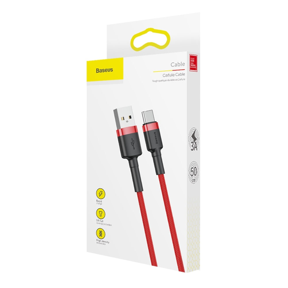 Καλώδιο Δεδομένων και Φόρτισης USB-A - USB-C Baseus Cafule, 60W, 0.5m, Κόκκινο CATKLF-A09