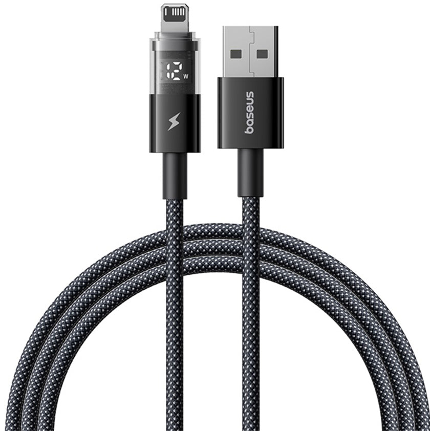 USB-A to Lightning Data and Charging Cable Baseus Display 2, 12W, 2m, Black P10382700121-01