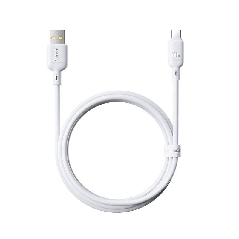 USB-A to USB-C Baseus Silky Data and Charging Cable, 100W, 1m, White P10377703213-00