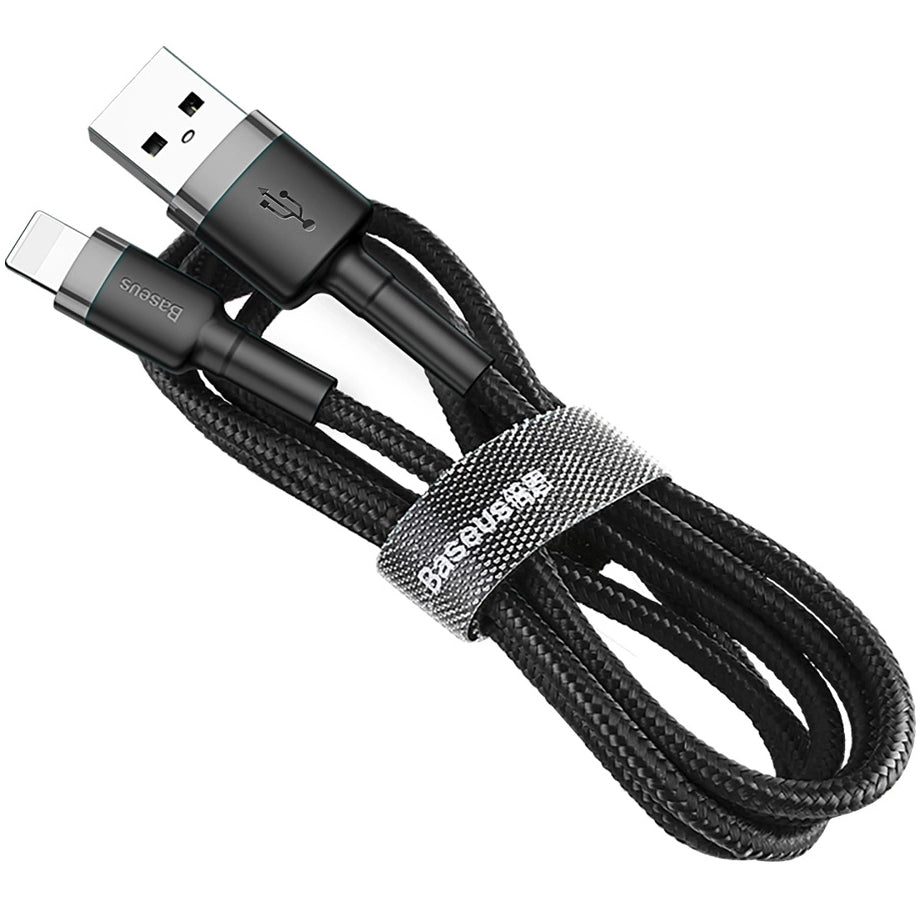 USB-A to Lightning Baseus Cafule Data and Charging Cable, 18W, 0.5m, Gray CALKLF-AG1