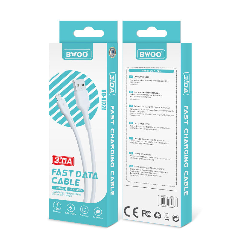 USB-A to Lightning Data and Charging Cable BWOO X172L, 15W, 1m, White