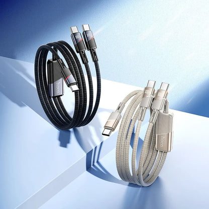 USB-C Data and Charging Cable - 2 x USB-C HOCO U139 2in1, 100W, 1.2m, Gold