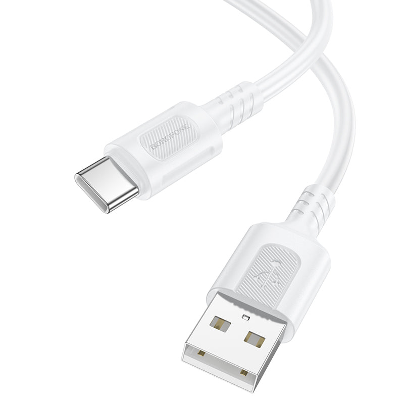 USB-A to USB-C Data and Charging Cable Borofone BX111 Feliz, 20W, 1m, White