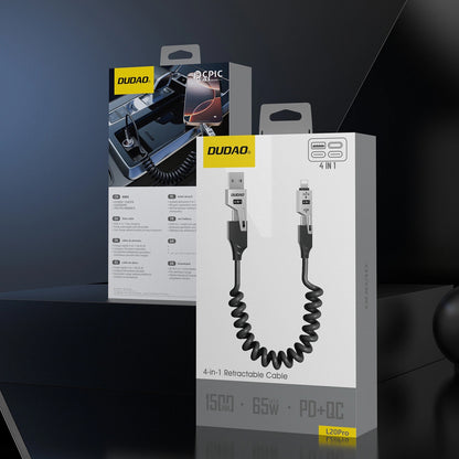Καλώδιο Δεδομένων και Φόρτισης USB-A / USB-C - Lightning / USB-C Dudao L20 Pro, 65W, 1.5m, Μαύρο