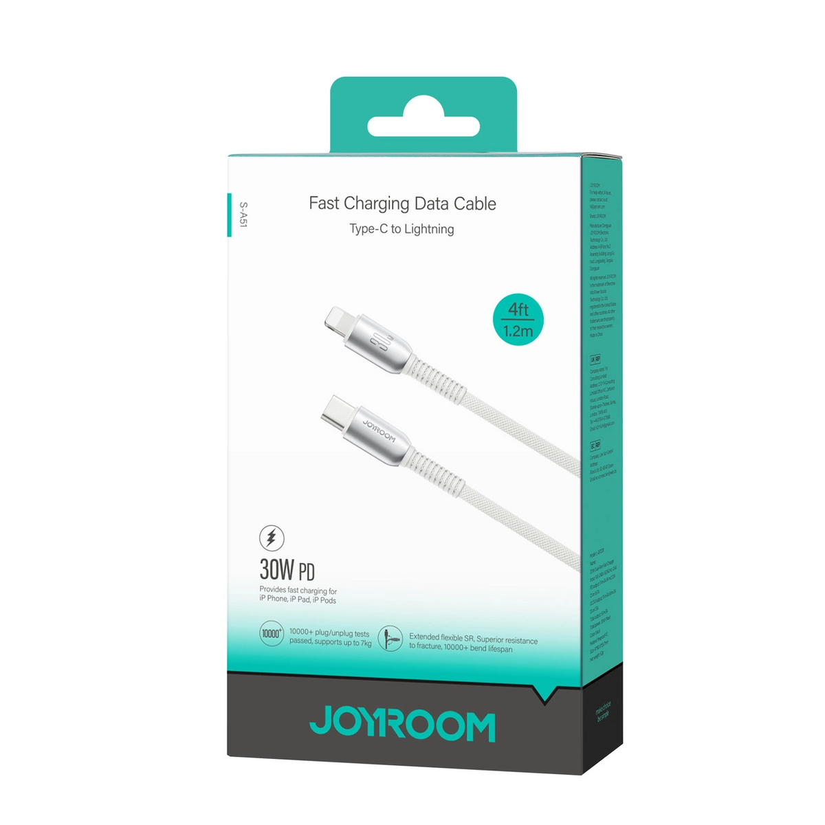 USB-C to Lightning Data and Charging Cable Joyroom S-A51, 30W, 1.2m, Gray