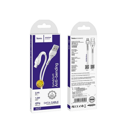 USB-A to microUSB Data and Charging Cable HOCO X37, 18W, 1m, White
