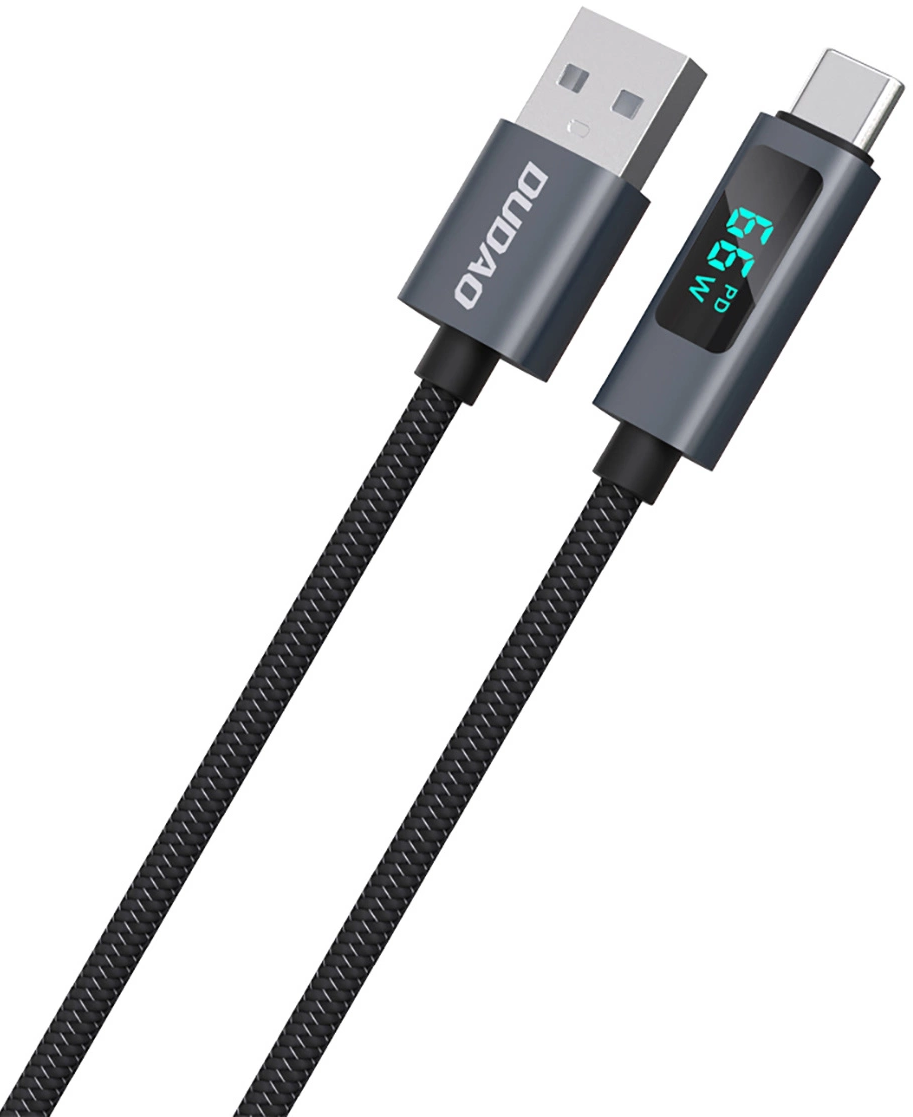 Καλώδιο Δεδομένων και Φόρτισης USB-A - USB-C Dudao L7T Display, 66W, 1μ, Μαύρο