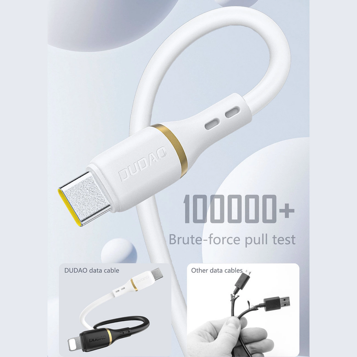 Καλώδιο Δεδομένων και Φόρτισης USB-C - USB-C Dudao L25C, 30W, 1μ, Λευκό
