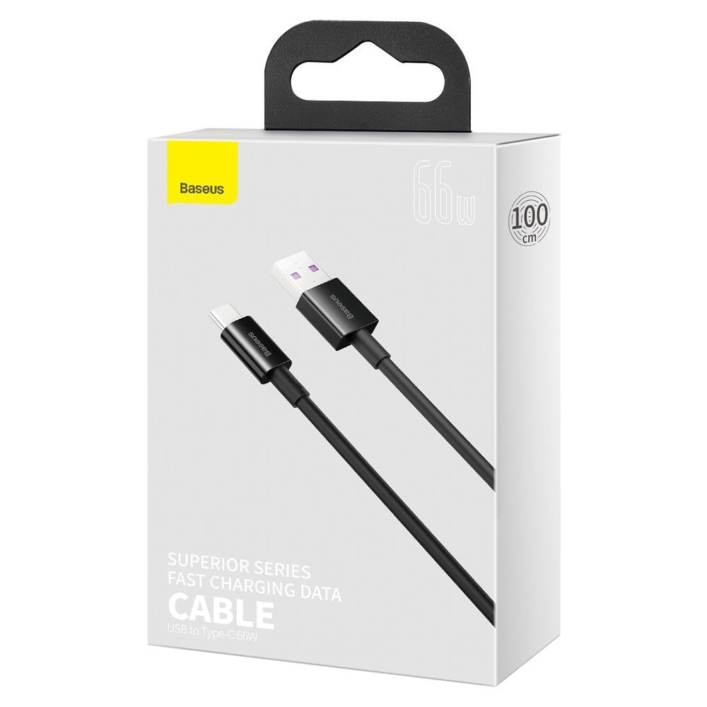 USB-A to USB-C Data and Charging Cable Baseus Superior, 66W, 2m, Black CATYS-A01