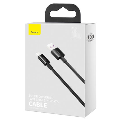 USB-A to USB-C Data and Charging Cable Baseus Superior, 66W, 2m, Black CATYS-A01