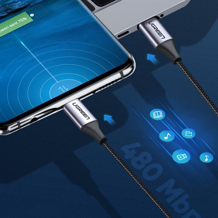 Καλώδιο Δεδομένων και Φόρτισης USB-C - USB-C UGREEN US261, 60W, 1μ, Γκρι