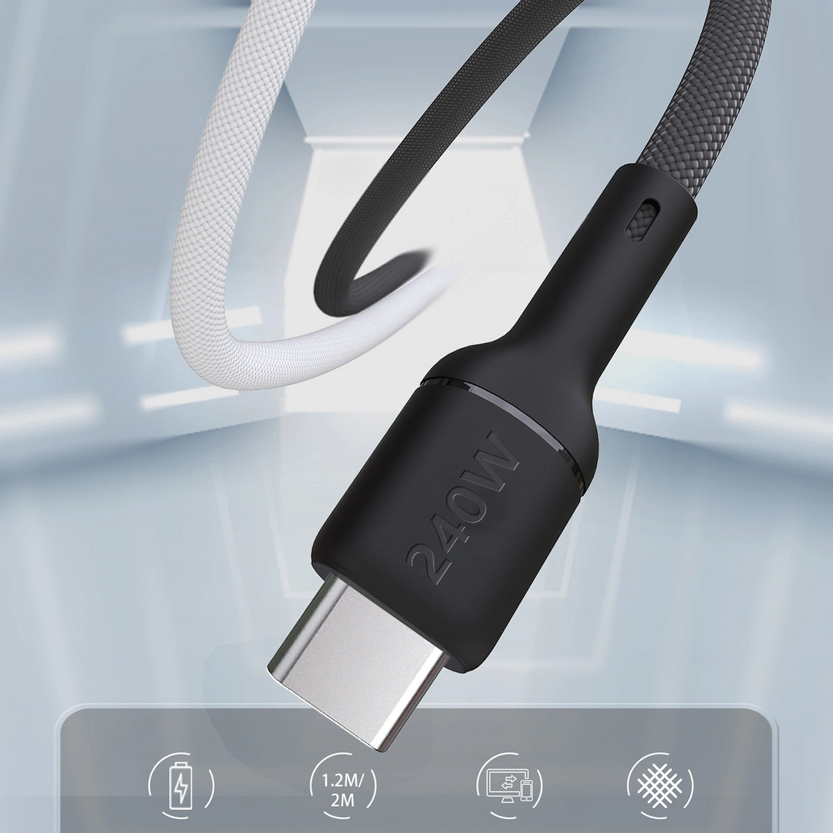 Καλώδιο Δεδομένων και Φόρτισης USB-C - USB-C Dudao L9C Max, 240W, 1.2m, Μαύρο