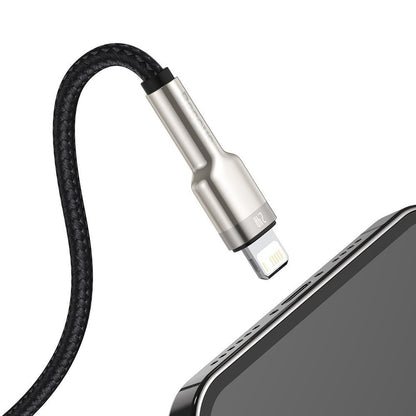 USB-A to Lightning Data and Charging Cable Baseus Cafule Metal Series, 18W, 1m, Black CALJK-A01