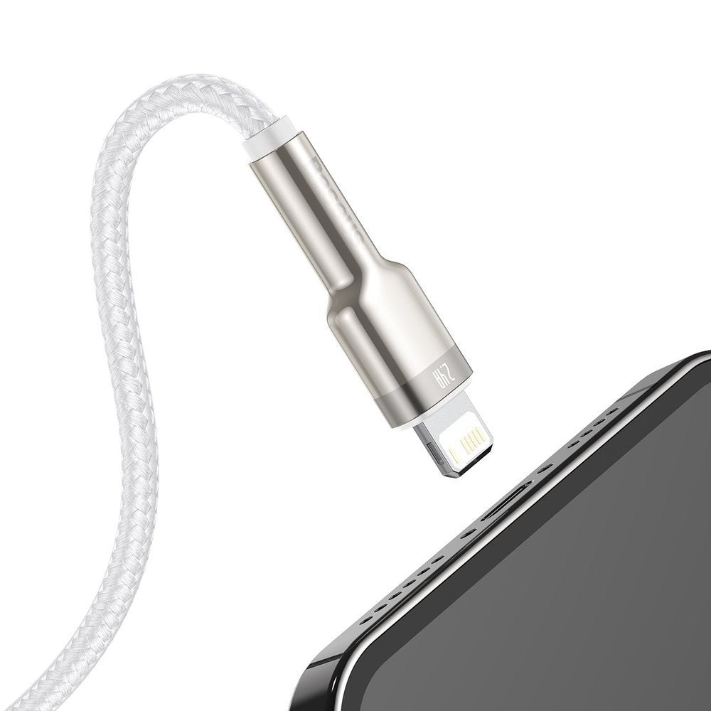 USB-A to Lightning Data and Charging Cable Baseus Cafule Metal Series, 18W, 2m, White CALJK-B02