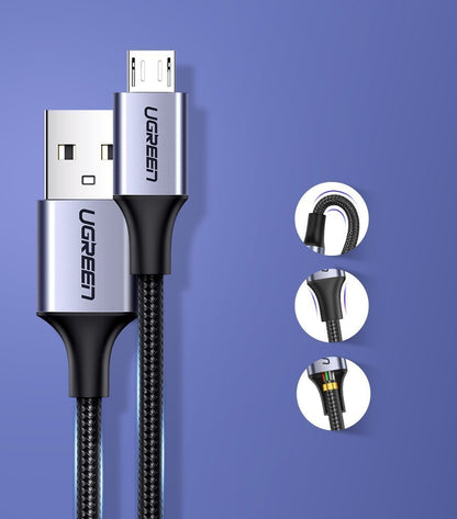 USB-A to microUSB Data and Charging Cable UGREEN US290, 18W, 1.5m, Black