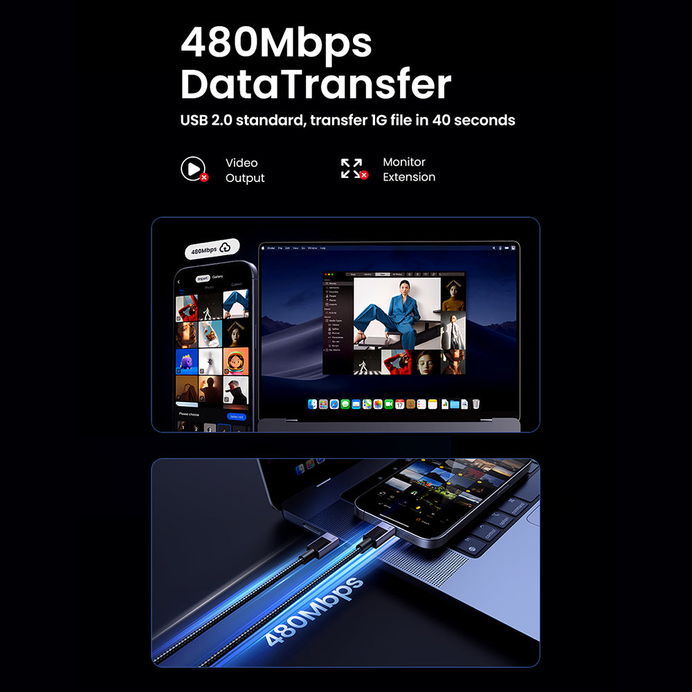Καλώδιο Δεδομένων και Φόρτισης USB-C - USB-C UGREEN L513, 240W, 2m, Μαύρο