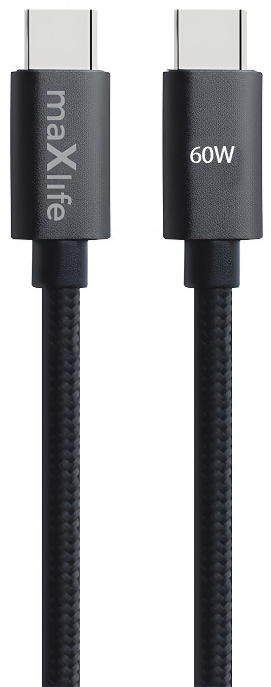 Καλώδιο Δεδομένων και Φόρτισης USB-C - USB-C MaXlife MXUC-12, 60W, 2m, Μαύρο