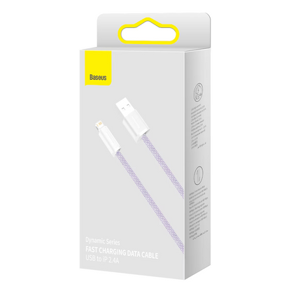 USB-A to Lightning Data and Charging Cable Baseus Dynamic Series, 18W, 2m, Purple CALD000505