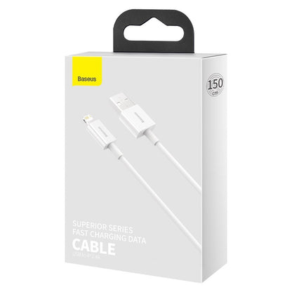 USB-A to Lightning Data and Charging Cable Baseus Superior Series, 20W, 1.5m, White CALYS-B02