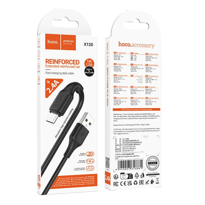 USB-A to microUSB Data and Charging Cable HOCO X120, 18W, 1m, Black
