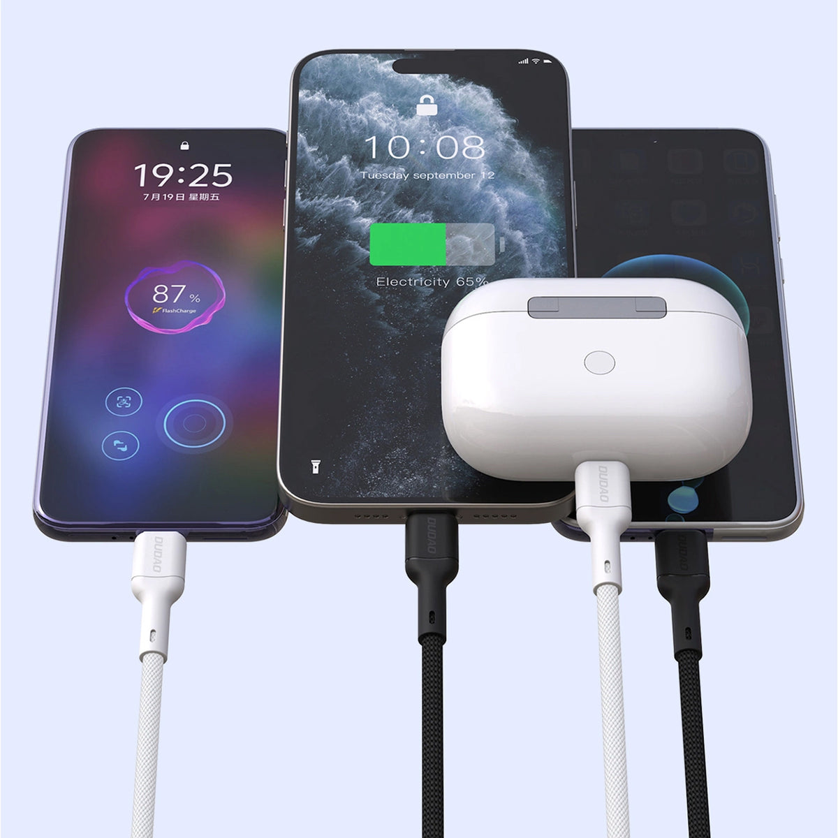 USB-C Data and Charging Cable - USB-C Dudao L9C, 65W, 1m, White