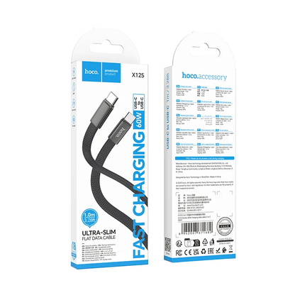 USB-C Data and Charging Cable - USB-C HOCO X125, 60W, 1m, Black