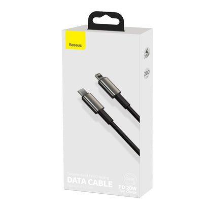 Καλώδιο Δεδομένων και Φόρτισης USB-C - Lightning Baseus Tungsten Gold, 20W, 2m, Μαύρο CATLWJ-A01