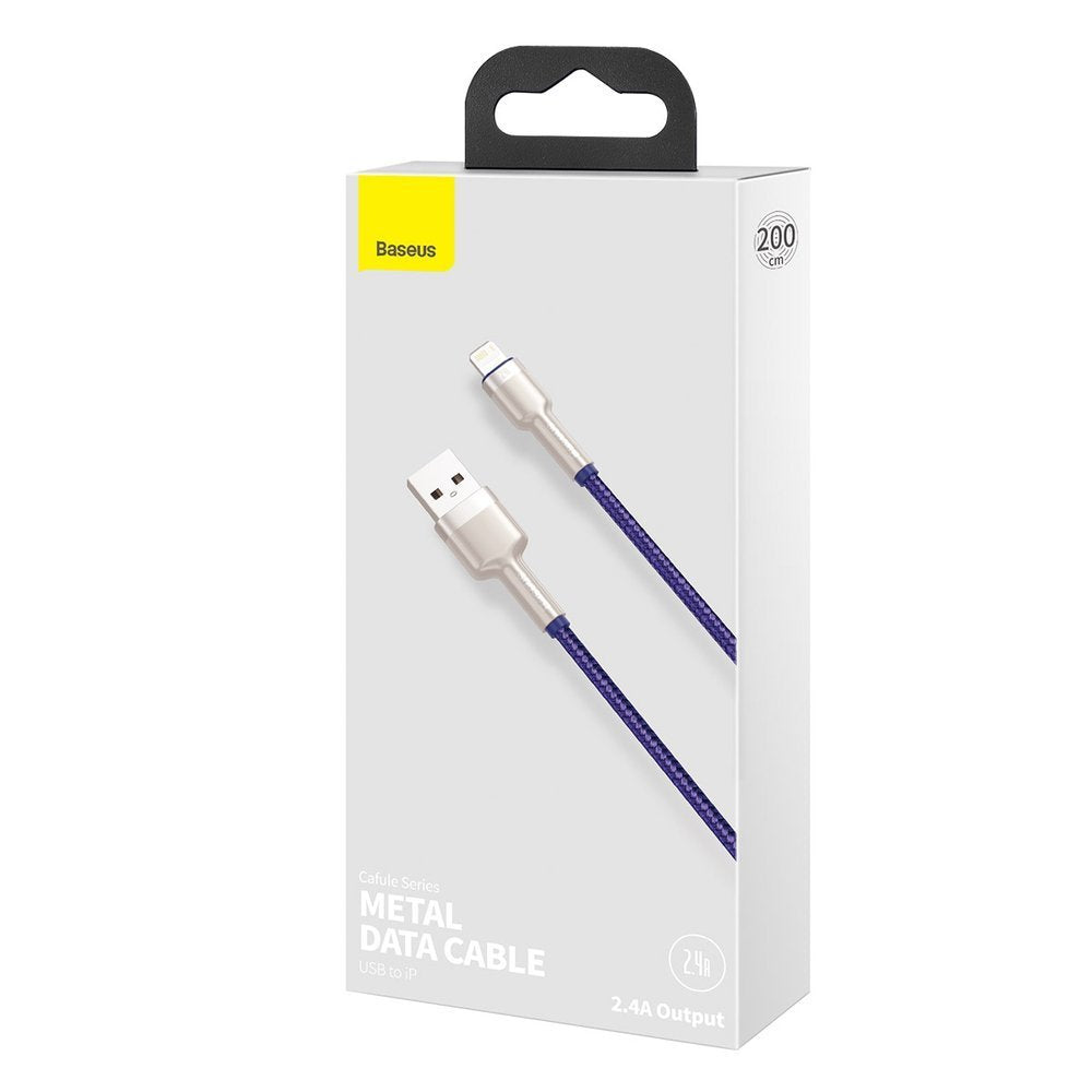 USB-A to Lightning Data and Charging Cable - Baseus Cafule Metal Series, 18W, 2m, Purple CALJK-B05