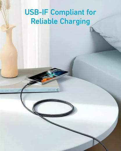 Καλώδιο Δεδομένων και Φόρτισης USB-C - USB-C Anker 322, 60W, 1.8m, Μαύρο A81F6G11