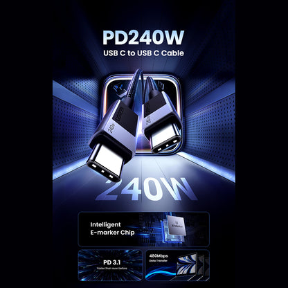Καλώδιο Δεδομένων και Φόρτισης USB-C - USB-C UGREEN L513, 240W, 2m, Μαύρο