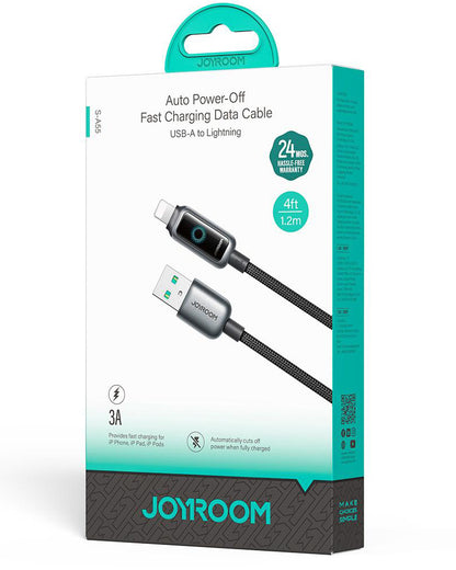 USB-A to Lightning Data and Charging Cable Joyroom S-A55 StarFlight Display, 18W, 1.2m, Black
