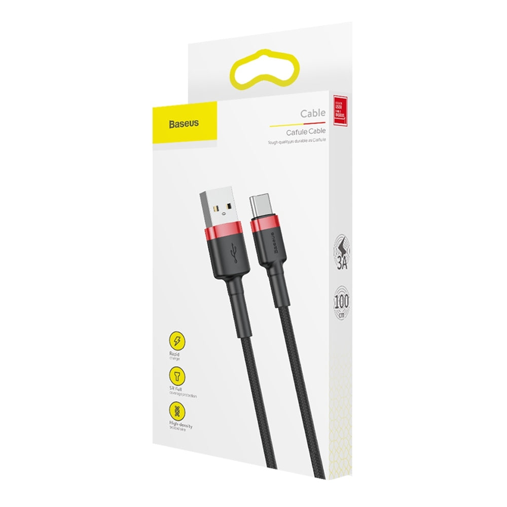 Καλώδιο Δεδομένων και Φόρτισης USB-A - USB-C Baseus Cafule, 60W, 1m, Κόκκινο CATKLF-B91