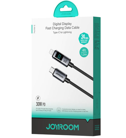 USB-C to Lightning Data and Charging Cable Joyroom S-A16 Pro Prism Display, 30W, 1.2m, Black