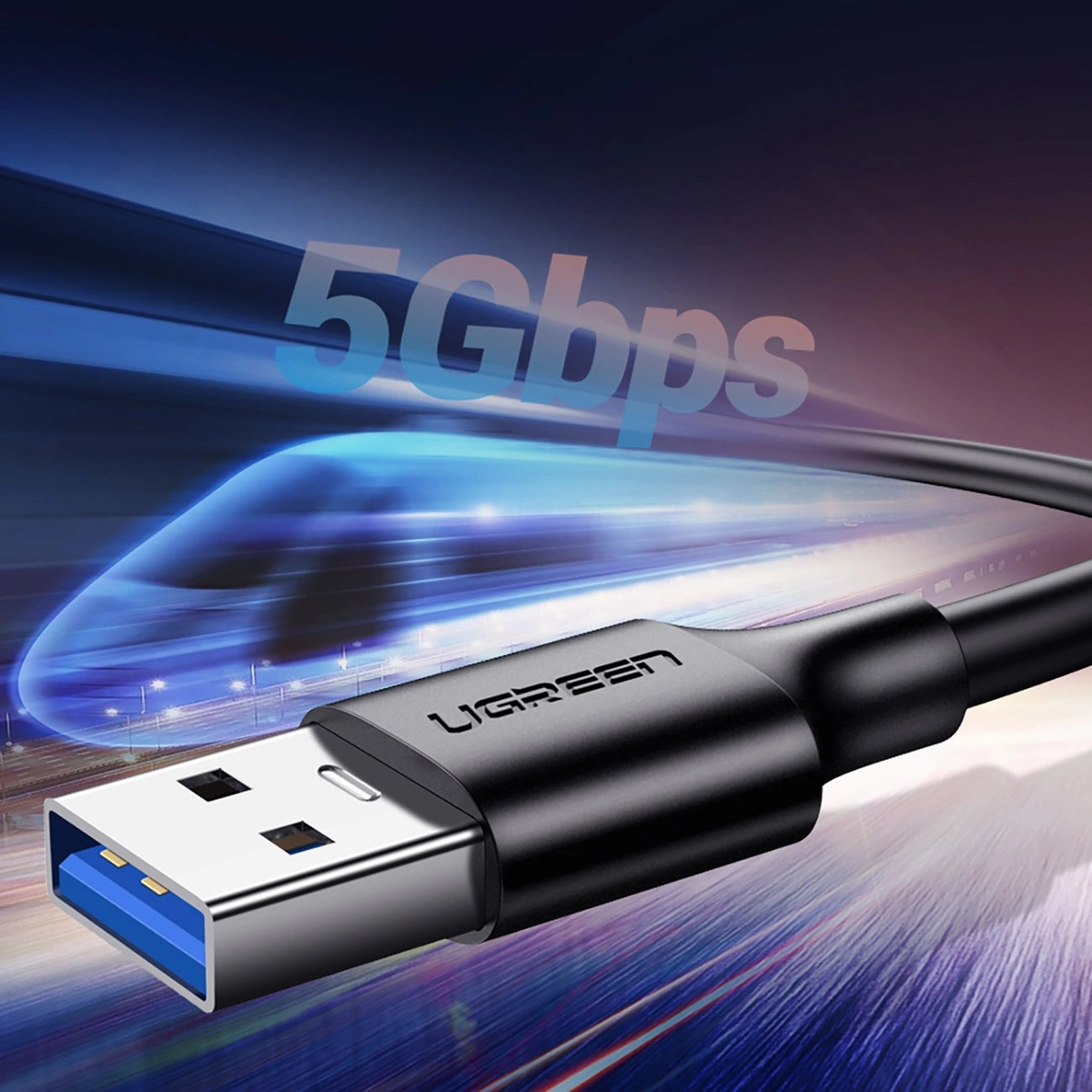 UGREEN US184 USB-A to USB-C Data and Charging Cable, 18W, 0.5m, Black