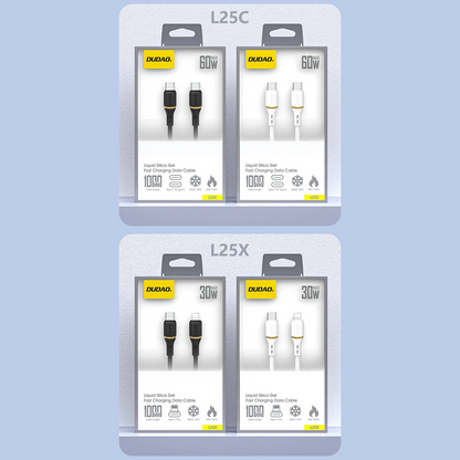 Καλώδιο Δεδομένων και Φόρτισης USB-C - USB-C Dudao L25C, 30W, 1μ, Λευκό