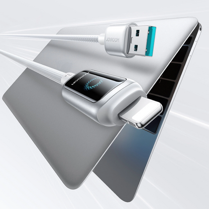 USB-A to Lightning Data and Charging Cable Joyroom S-A55 StarFlight Display, 18W, 1.2m, White