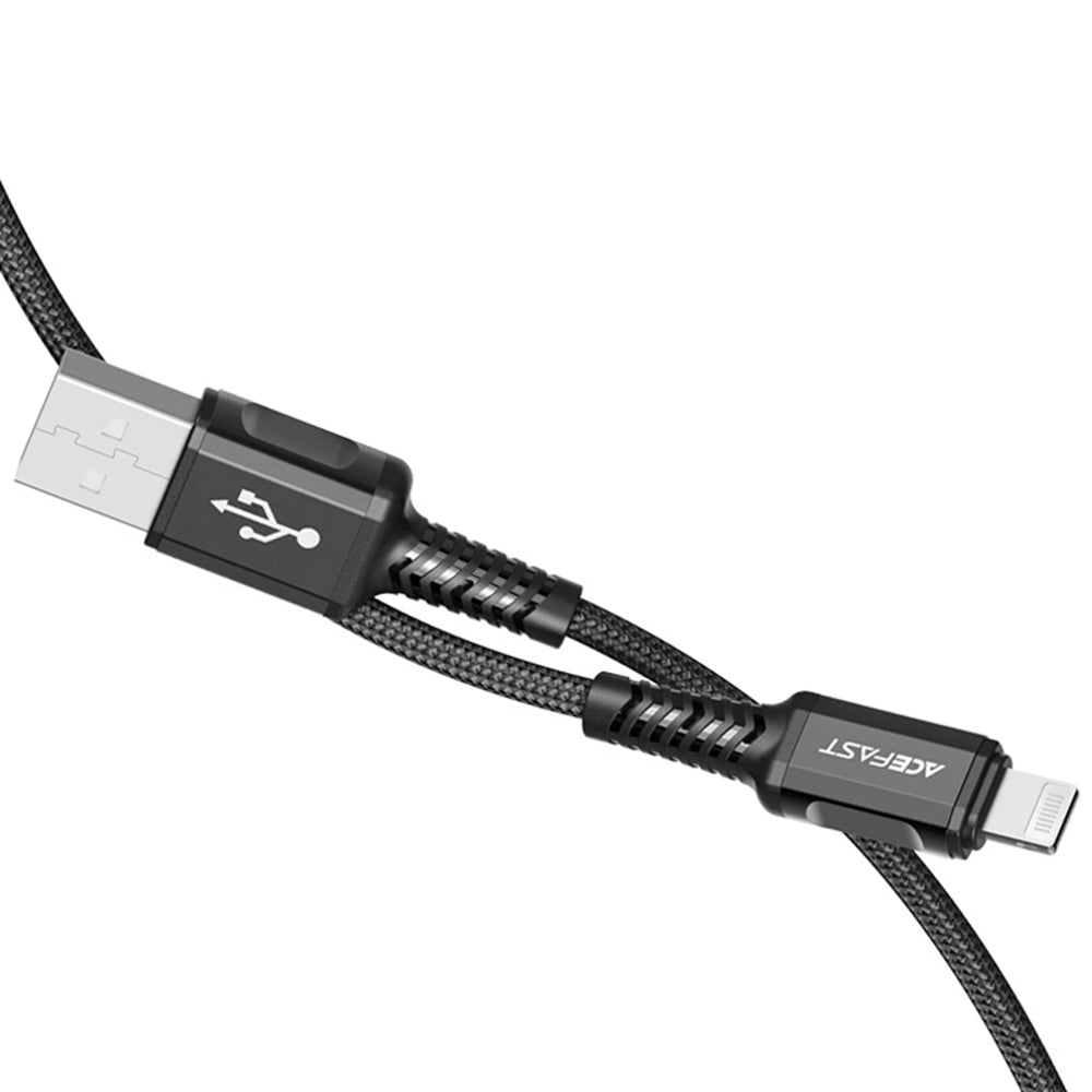 USB-A to Lightning Data and Charging Cable Acefast C1-02, 18W, 1.2m, Black
