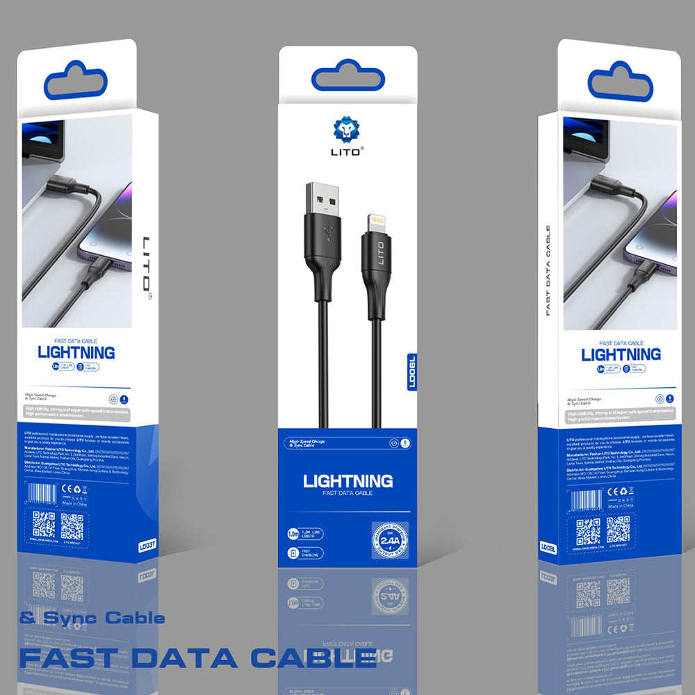 Καλώδιο Δεδομένων και Φόρτισης USB-A - Lightning Lito LD06L, 18W, 1m, Μαύρο