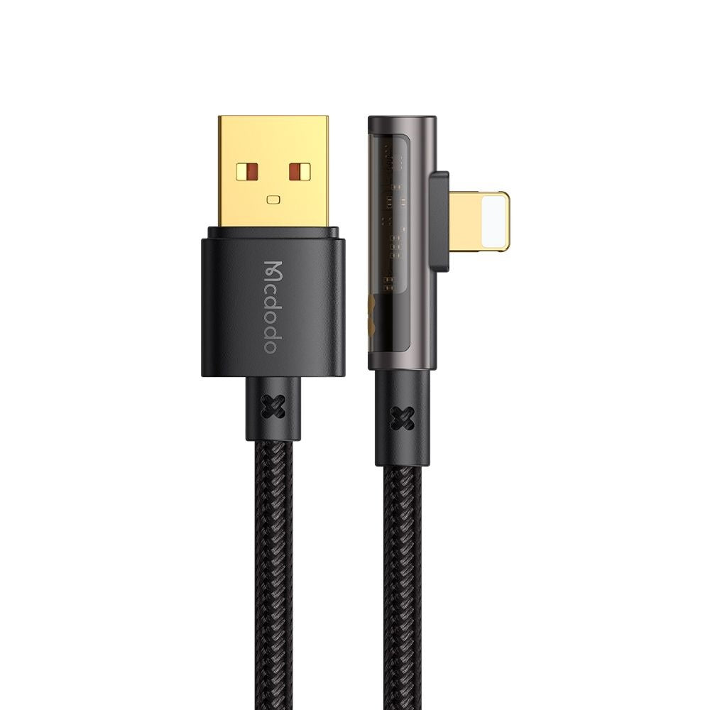USB-A to Lightning McDodo CA-3510 Angled Data and Charging Cable, 18W, 1.2m, Black