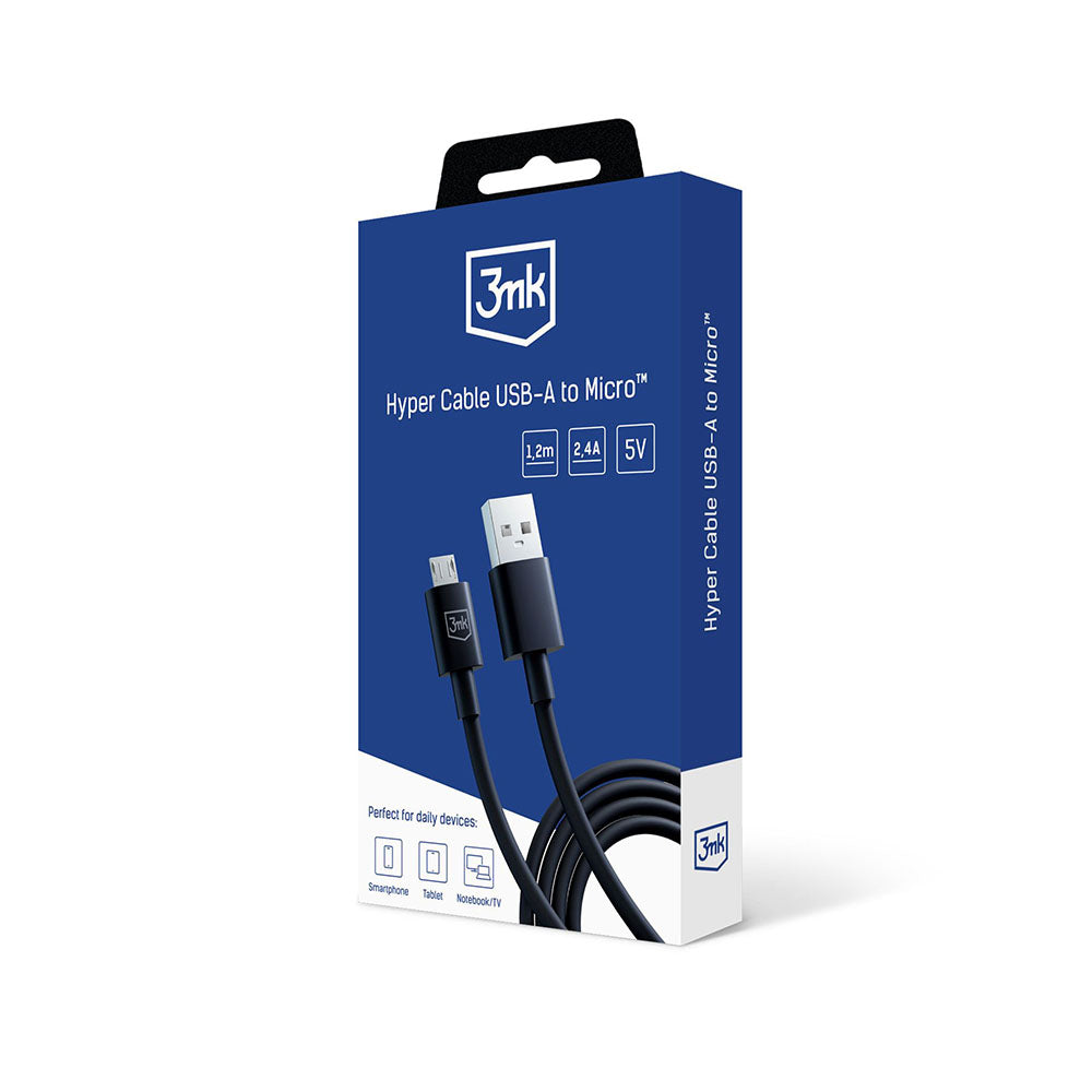 Καλώδιο Δεδομένων και Φόρτισης USB-A - microUSB 3MK Hyper, 18W, 1.2m, Μαύρο