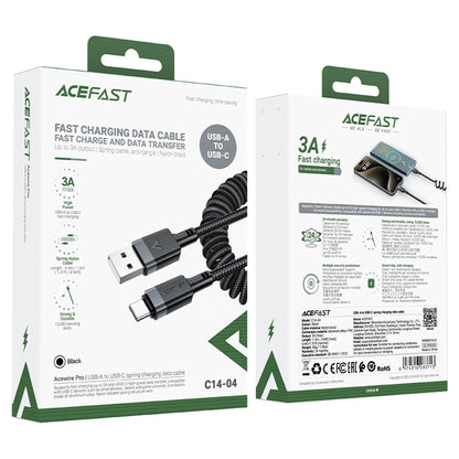 Καλώδιο Δεδομένων και Φόρτισης USB-A - USB-C Acefast C14-04, 18W, 1.2m, Μαύρο