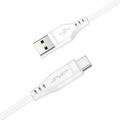 USB-A to USB-C Data and Charging Cable Acefast C3-03, 60W, 1.2m, White