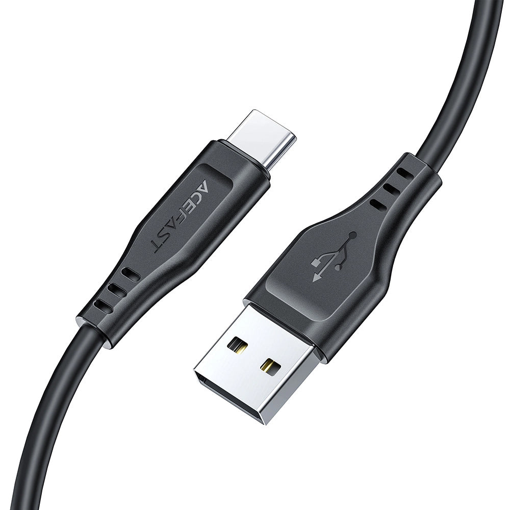 USB-A to USB-C Data and Charging Cable Acefast C3-03, 60W, 1.2m, Black