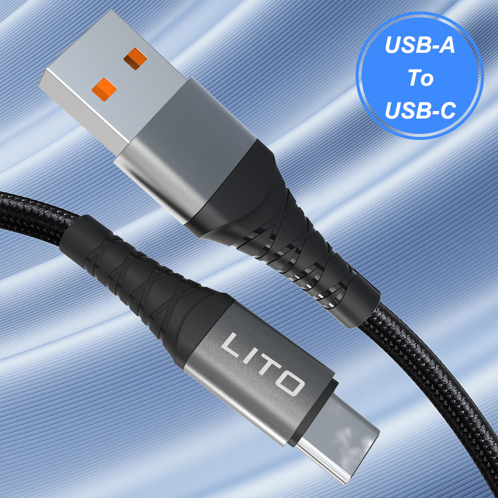 USB-A to USB-C Data and Charging Cable Lito LD22T, 18W, 2m, Black