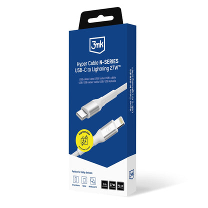 Καλώδιο Δεδομένων και Φόρτισης USB-C - Lightning 3MK Hyper N, 27W, 1m, Λευκό