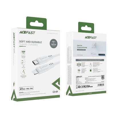 Καλώδιο Δεδομένων και Φόρτισης USB-C - Lightning Acefast C3-01, 30W, 1.2m, Λευκό