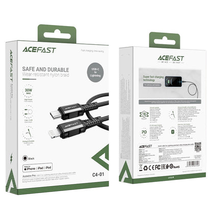 Καλώδιο Δεδομένων και Φόρτισης USB-C - Lightning Acefast C4-01, 30W, 1.8m, Μαύρο